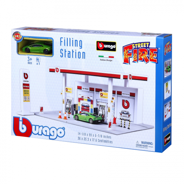 1:43 StreetFire Gas station, inkl. 1 car - 1:43 Street Fire - Bburago model  cars - Modelling & Technology - Brands & Products 